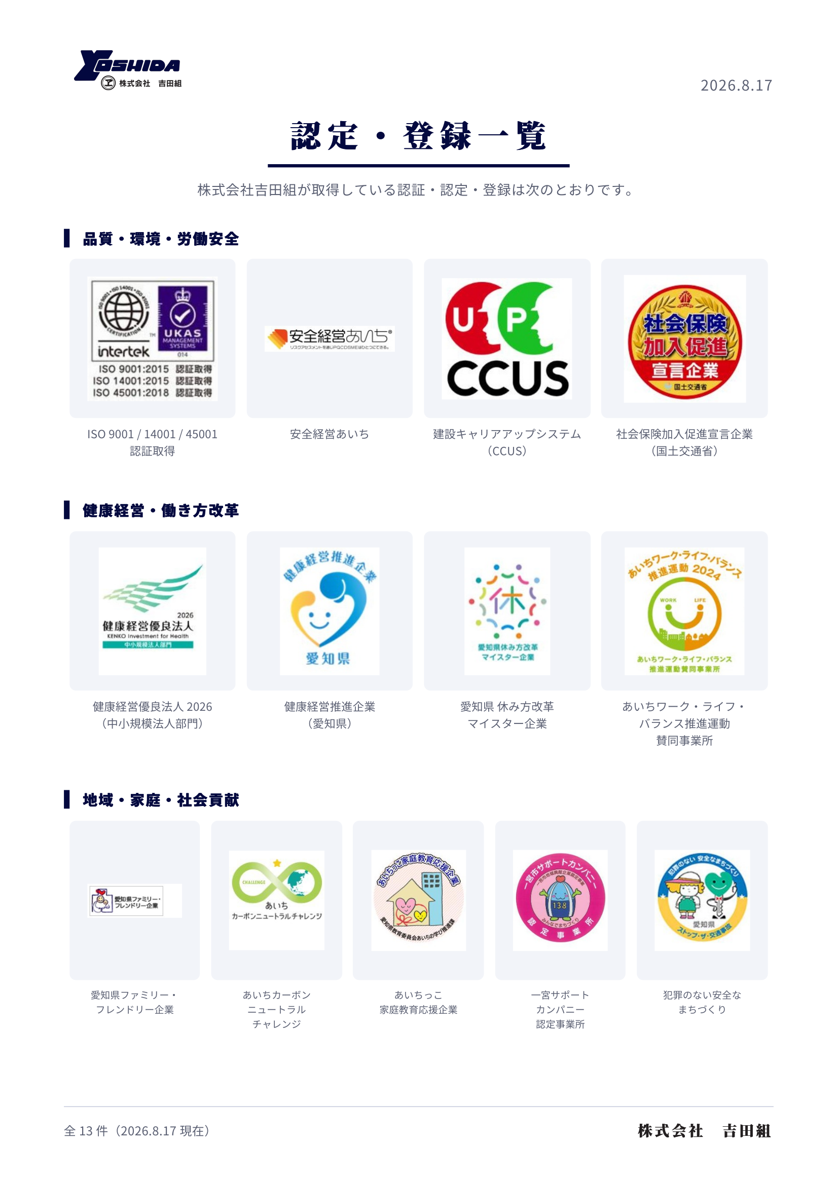 会社取組み一覧